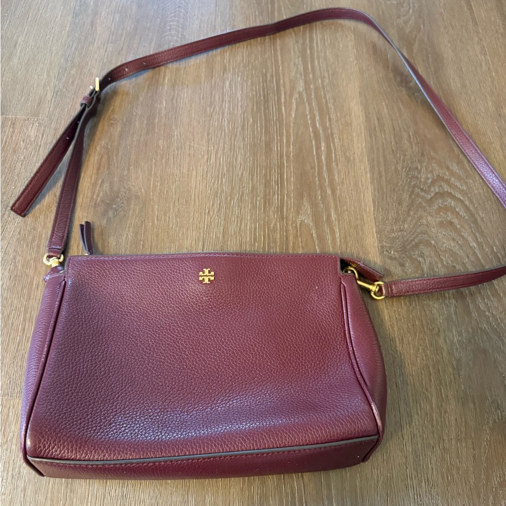 Tory Burch Wine Leather Crossbody Bag
